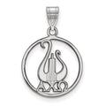 Sterling Silver Rhodium-plated LogoArt Alpha Chi Omega Sorority Symbol Large Circle Pendant