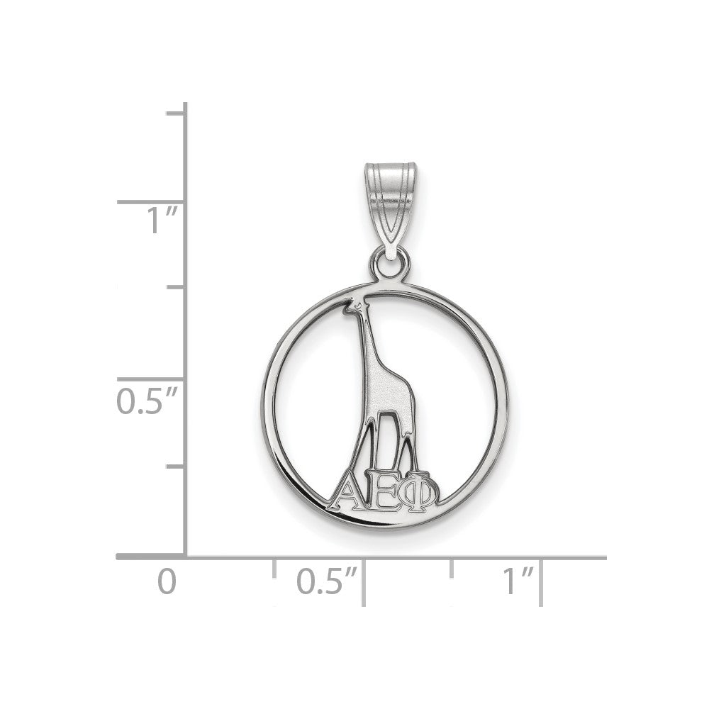Sterling Silver Rhodium-plated LogoArt Alpha Epsilon Phi Sorority Symbol Small Circle Pendant