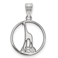 Sterling Silver Rhodium-plated LogoArt Alpha Epsilon Phi Sorority Symbol Small Circle Pendant