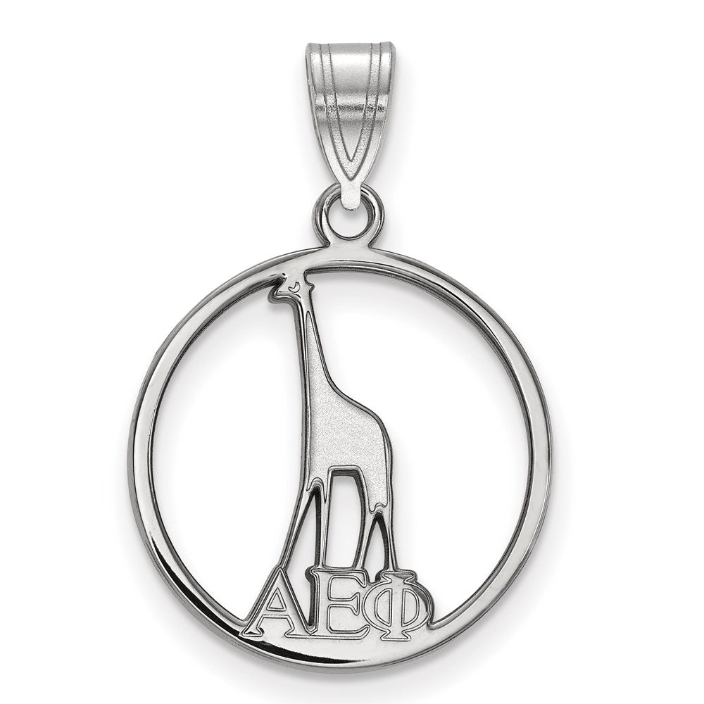 Sterling Silver Rhodium-plated LogoArt Alpha Epsilon Phi Sorority Symbol Small Circle Pendant