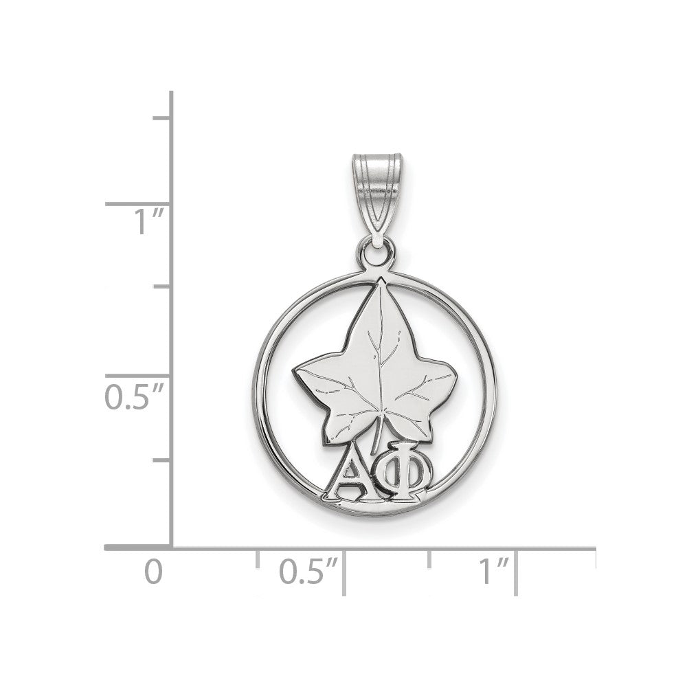 Sterling Silver Rhodium-plated LogoArt Alpha Phi Sorority Symbol Medium Circle Pendant