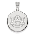 Sterling Silver Rhodium-plated LogoArt Auburn University Large Disc Pendant