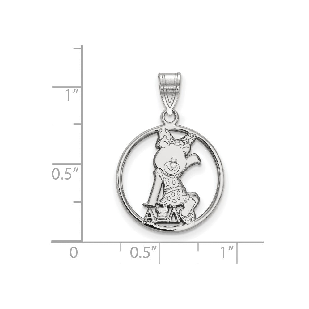 Sterling Silver Rhodium-plated LogoArt Alpha Xi Delta Sorority Symbol Medium Circle Pendant