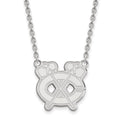 Sterling Silver Rhodium-plated NHL LogoArt Chicago Blackhawks Letter C and Tomahawk Large Pendant 18 inch Necklace