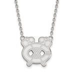 Sterling Silver Rhodium-plated NHL LogoArt Chicago Blackhawks Letter C and Tomahawk Large Pendant 18 inch Necklace