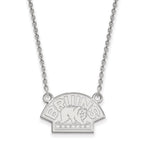 14k White Gold NHL LogoArt Boston Bruins Small Pendant 18 inch Necklace