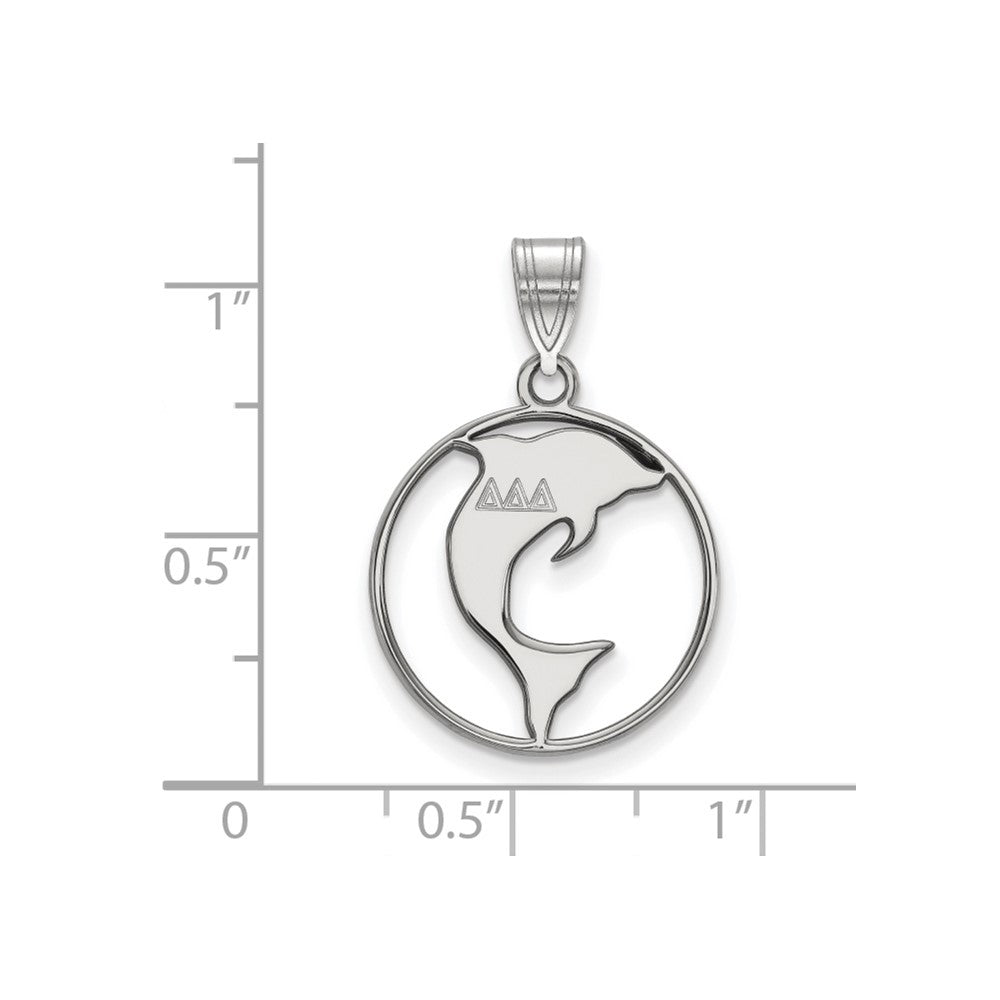 Sterling Silver Rhodium-plated LogoArt Delta Delta Delta Sorority Symbol Medium Circle Pendant