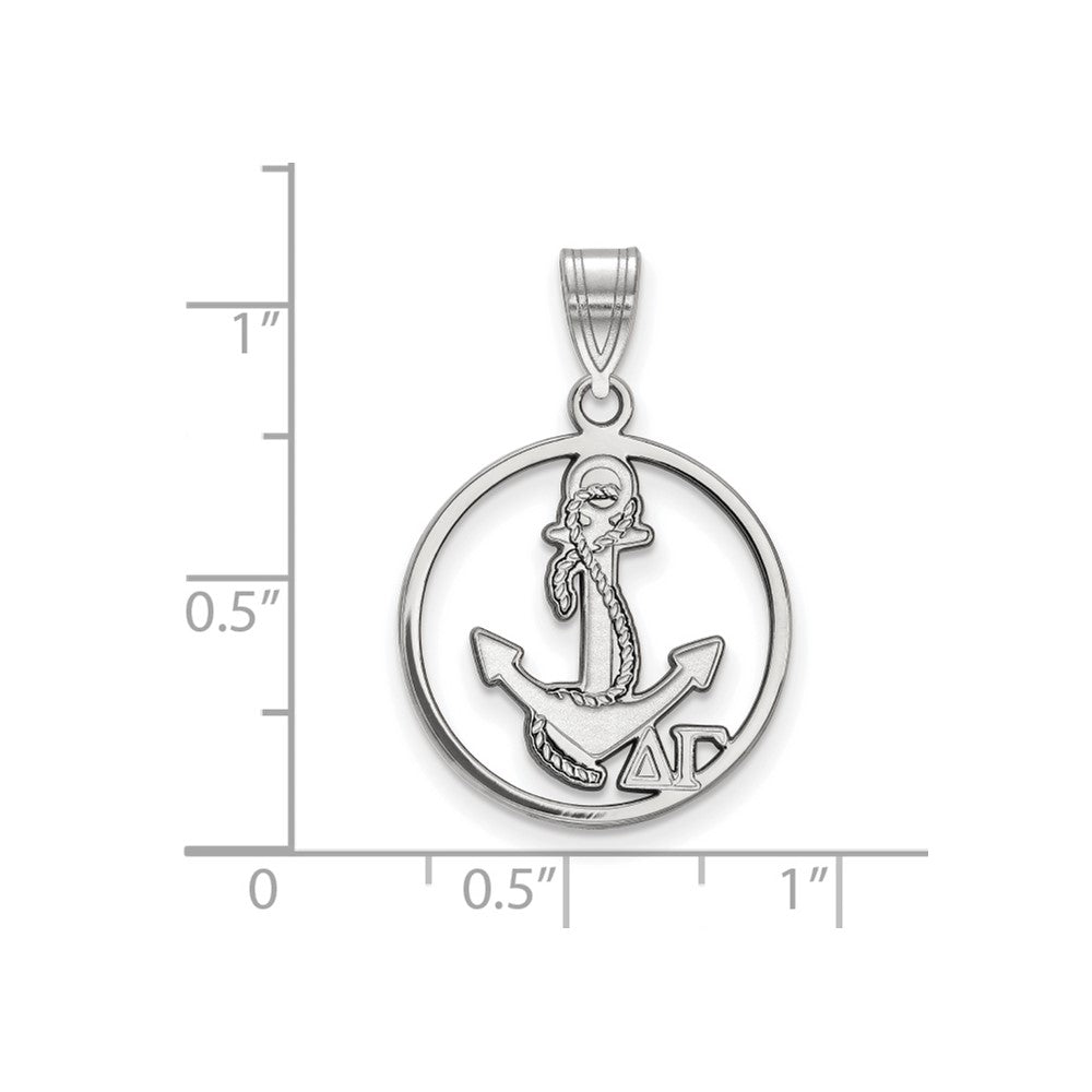 Sterling Silver Rhodium-plated LogoArt Delta Gamma Sorority Symbol Medium Circle Pendant