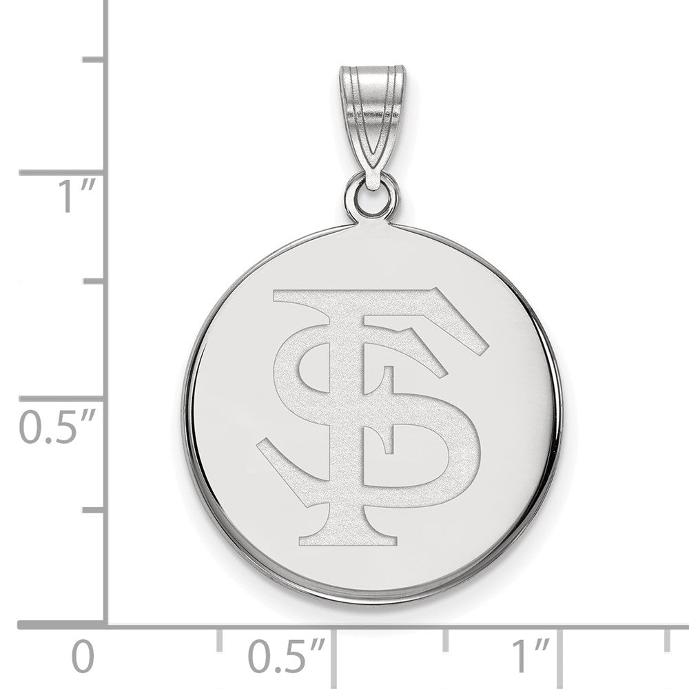 14k White Gold LogoArt Florida State University F-S Large Disc Pendant
