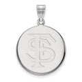 Sterling Silver Rhodium-plated LogoArt Florida State University F-S Large Disc Pendant