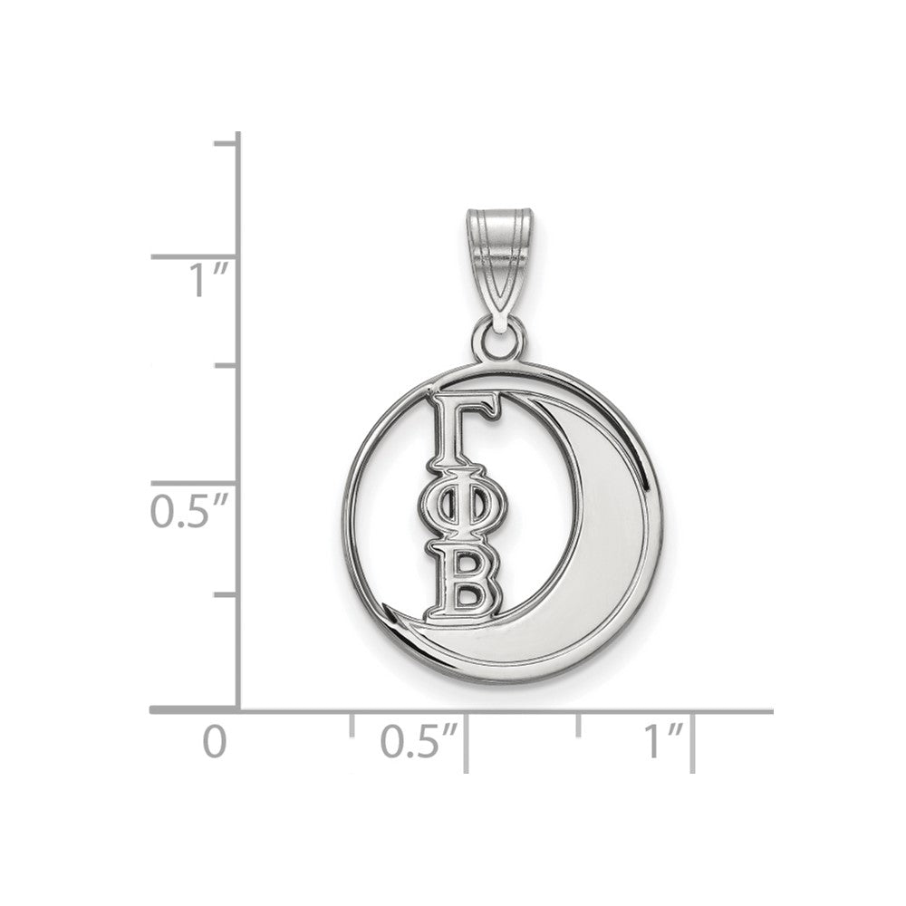 Sterling Silver Rhodium-plated LogoArt Gamma Phi Beta Sorority Symbol Medium Circle Pendant