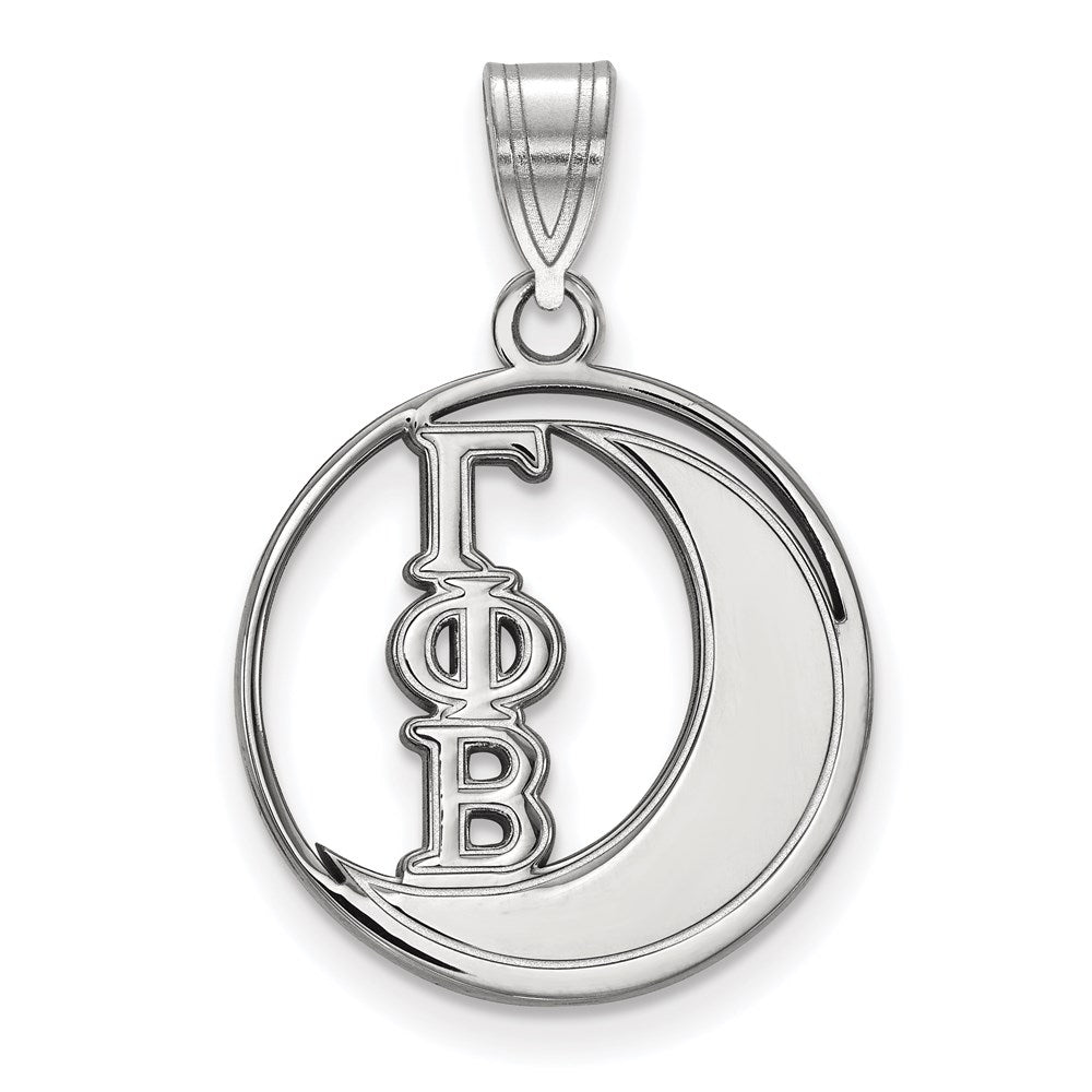 Sterling Silver Rhodium-plated LogoArt Gamma Phi Beta Sorority Symbol Medium Circle Pendant