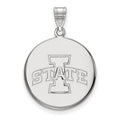 Sterling Silver Rhodium-plated LogoArt Iowa State University Large Disc Pendant