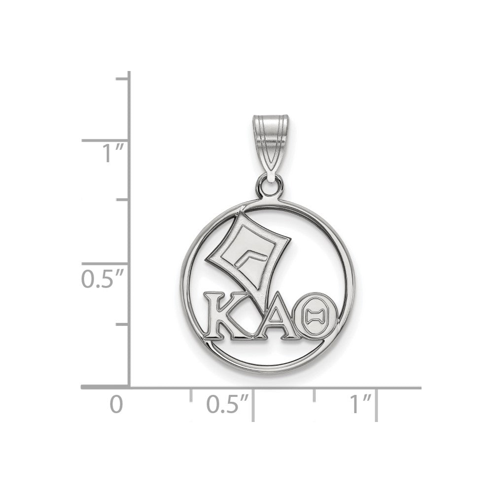 Sterling Silver Rhodium-plated LogoArt Kappa Alpha Theta Sorority Symbol Medium Circle Pendant