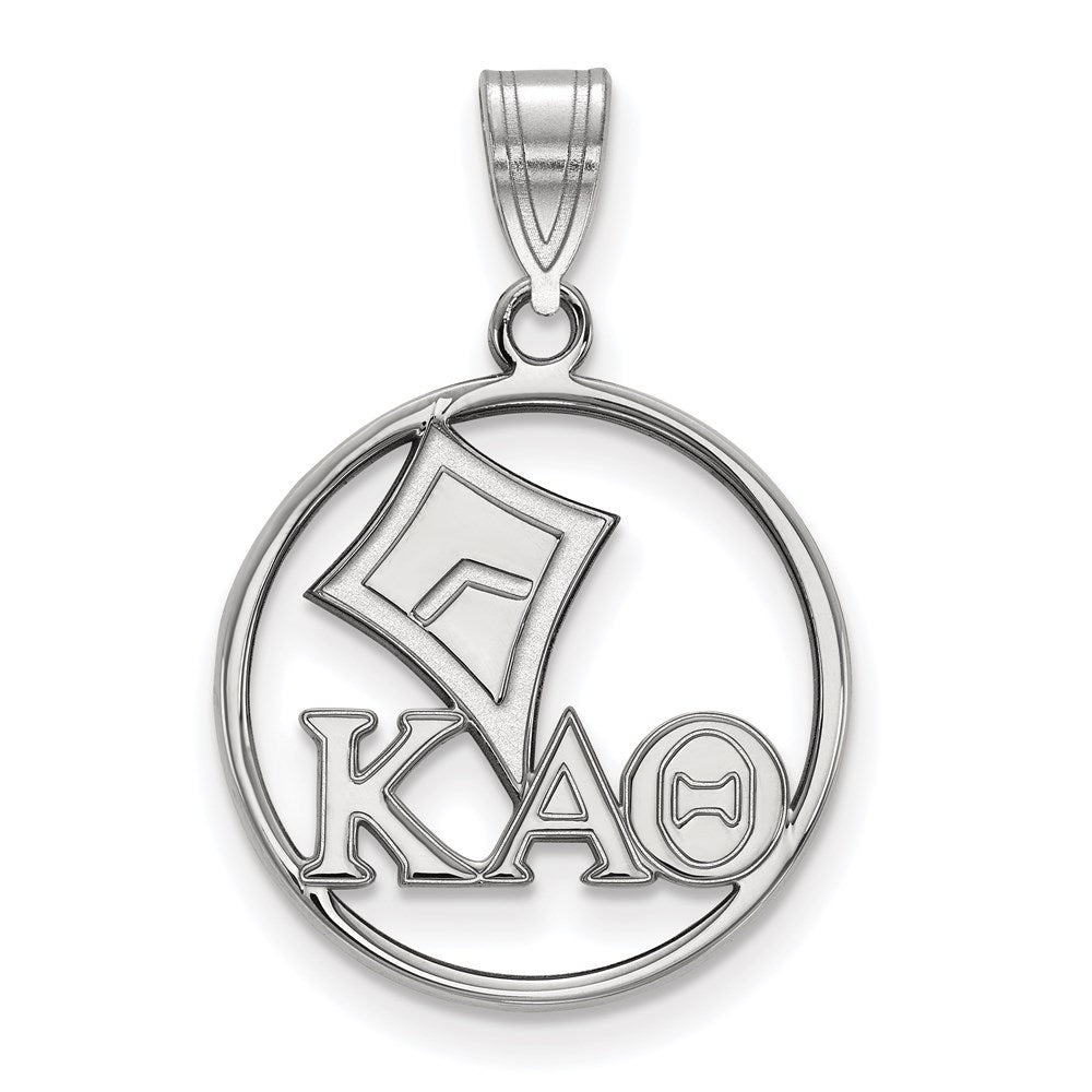 Sterling Silver Rhodium-plated LogoArt Kappa Alpha Theta Sorority Symbol Medium Circle Pendant