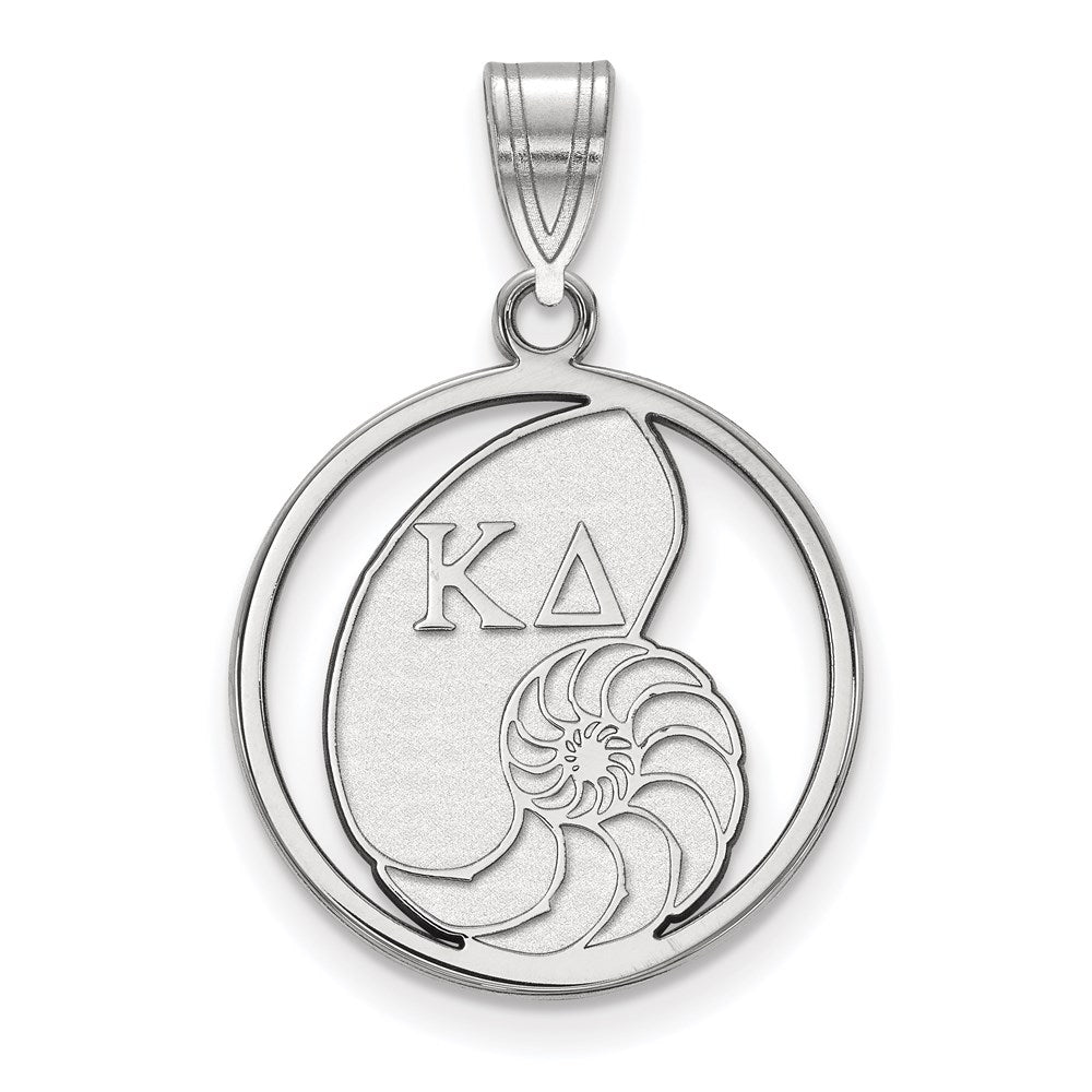 Sterling Silver Rhodium-plated LogoArt Kappa Delta Sorority Symbol Medium Circle Pendant