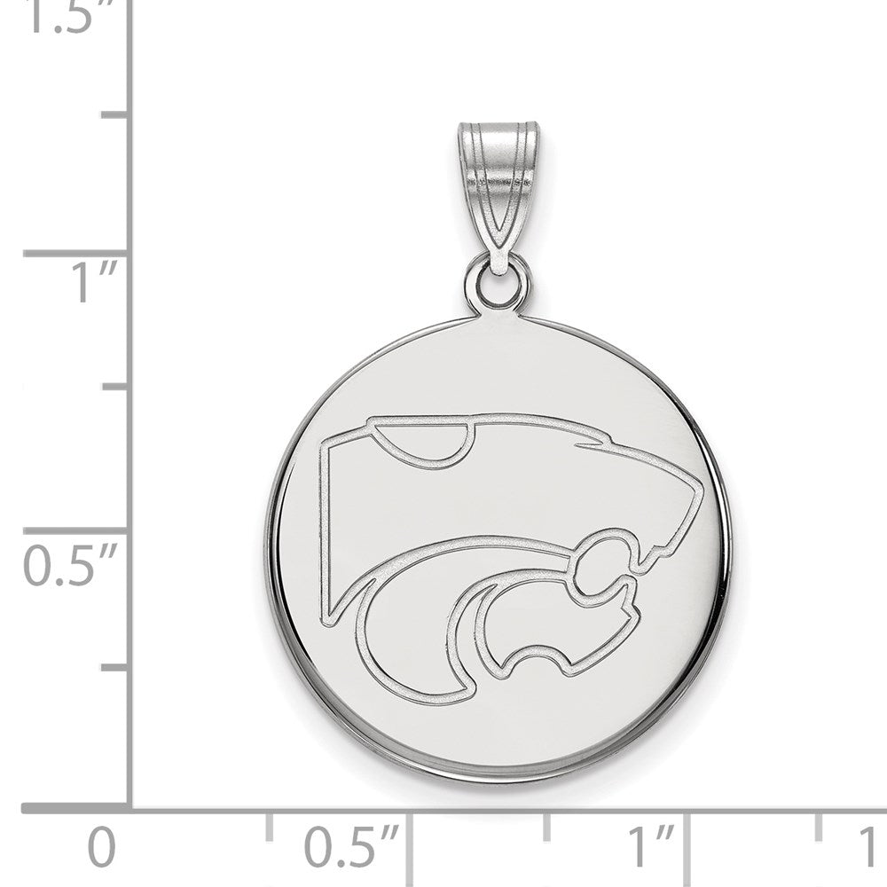 14k White Gold LogoArt Kansas State University Wildcat Large Disc Pendant