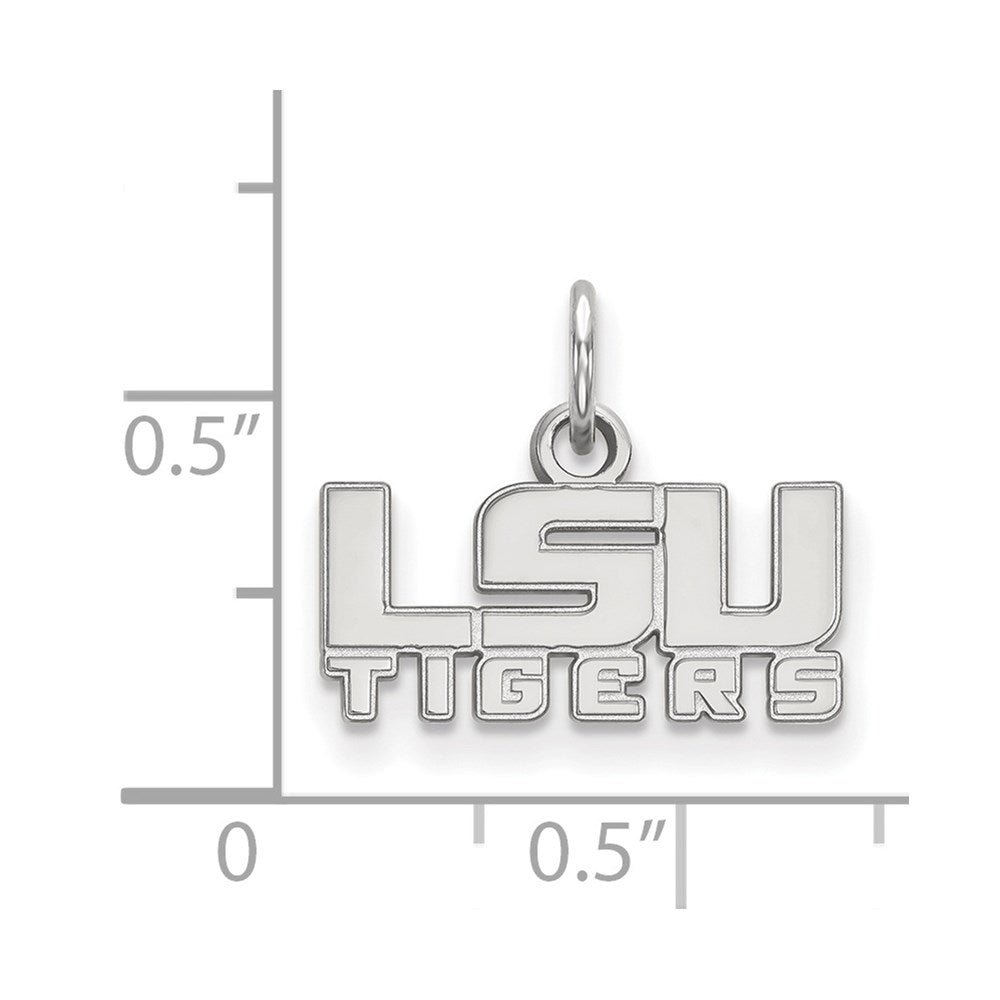 Sterling Silver Rhodium-plated LogoArt Louisiana State University L-S-U Tigers Extra Small Pendant