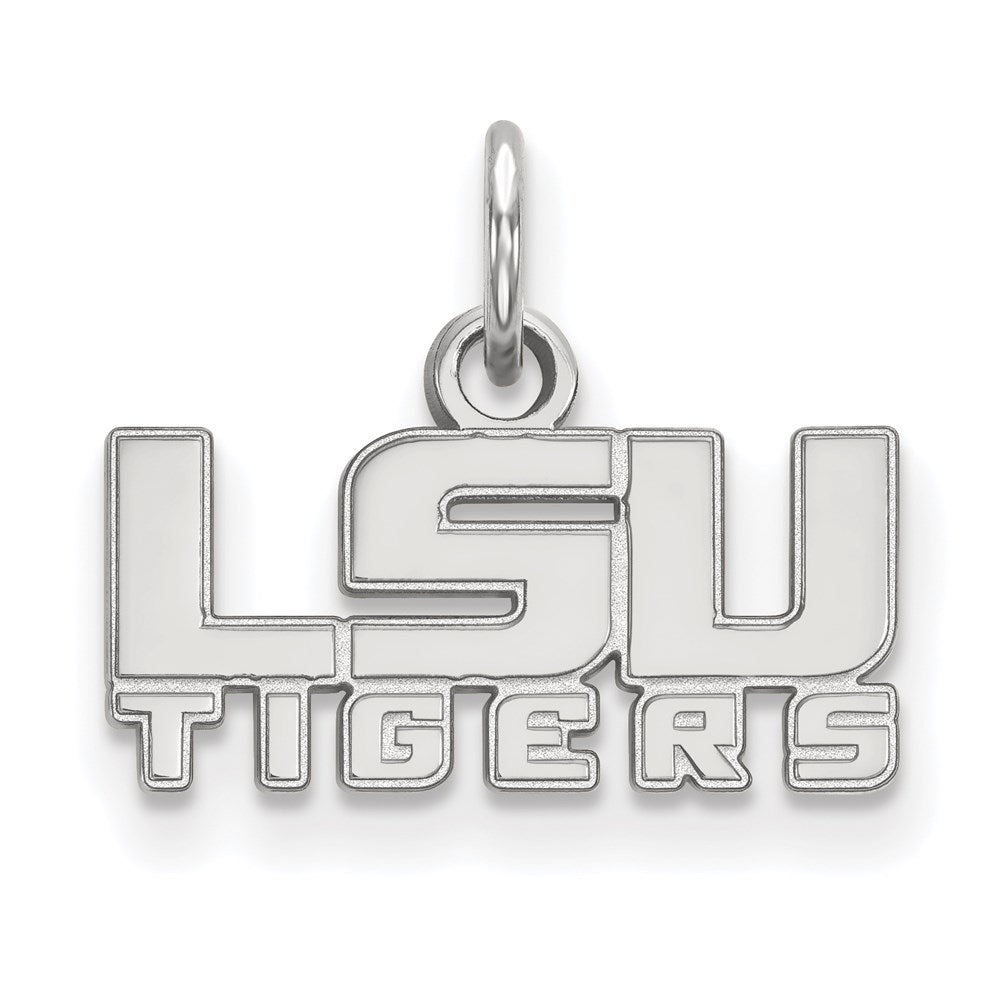 Sterling Silver Rhodium-plated LogoArt Louisiana State University L-S-U Tigers Extra Small Pendant