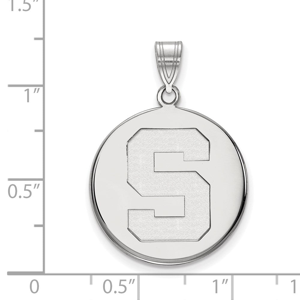 10k White Gold LogoArt Michigan State University Letter S Large Disc Pendant