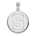 10k White Gold LogoArt Michigan State University Letter S Large Disc Pendant
