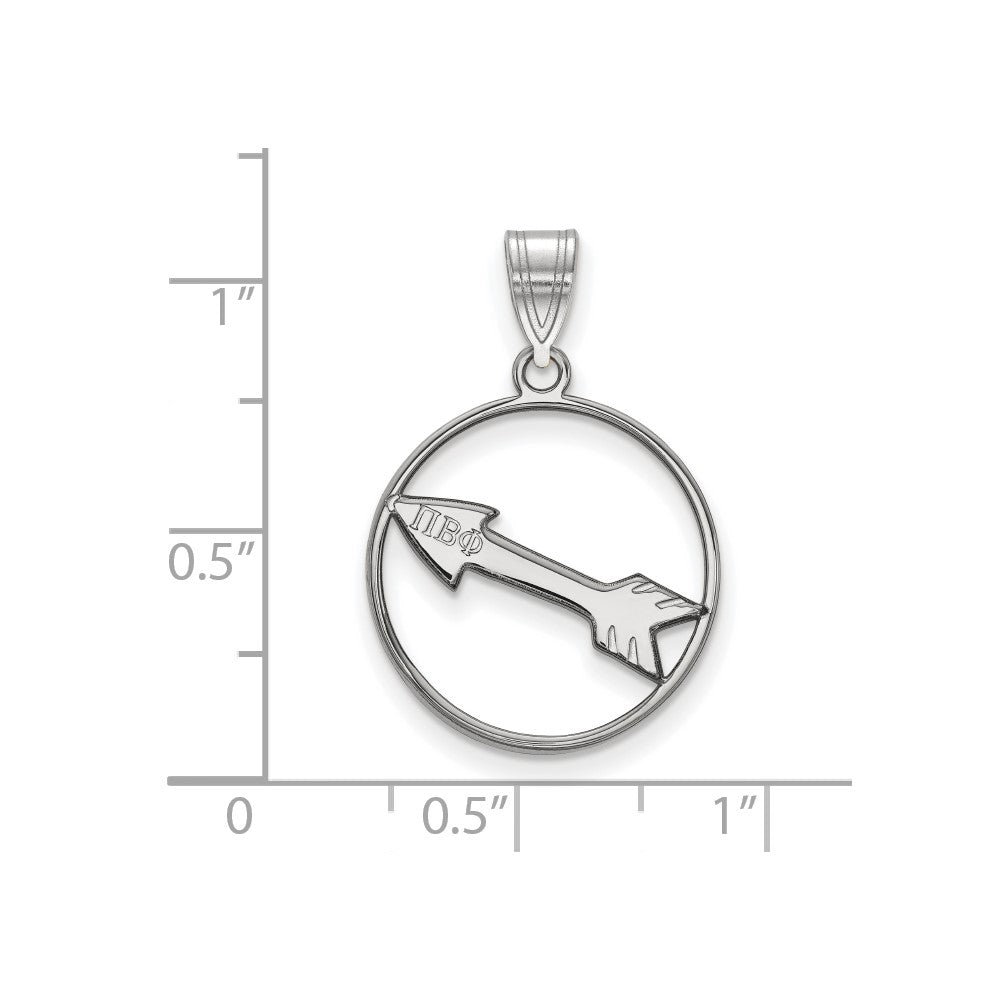 Sterling Silver Rhodium-plated LogoArt Pi Beta Phi Sorority Symbol Medium Circle Pendant
