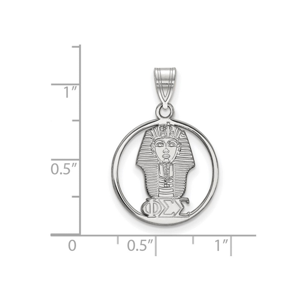Sterling Silver Rhodium-plated LogoArt Phi Sigma Sigma Sorority Symbol Medium Circle Pendant