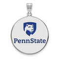 Sterling Silver Rhodium-plated LogoArt Penn State University Extra Large Enameled Disc Pendant
