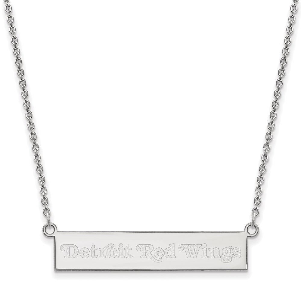 Sterling Silver Rhodium-plated NHL LogoArt Detroit Red Wings Small Bar 18 inch Necklace