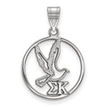Sterling Silver Rhodium-plated LogoArt Sigma Kappa Sorority Symbol Medium Circle Pendant