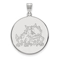 14k White Gold LogoArt Texas Christian University Horned Frog Extra Large Disc Pendant