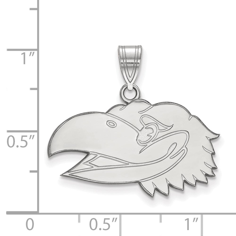 14k White Gold LogoArt University of Kansas Jayhawk Medium Pendant