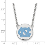 Sterling Silver Rhodium-plated LogoArt University of North Carolina Large Enameled Disc Pendant 18 inch Necklace