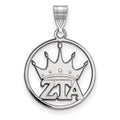 Sterling Silver Rhodium-plated LogoArt Zeta Tau Alpha Sorority Symbol Medium Circle Pendant