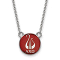 Sterling Silver Rhodium-plated LogoArt Alpha Chi Omega Sorority Symbol Small Color Enamel Pendant 18 inch Necklace