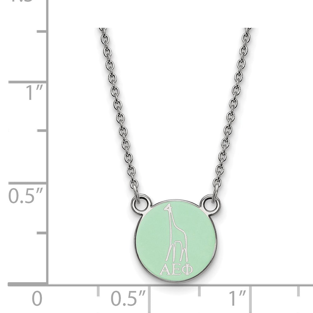 Sterling Silver Rhodium-plated LogoArt Alpha Epsilon Phi Extra Sorority Symbol Small Color Enamel Pendant 18 inch Necklace