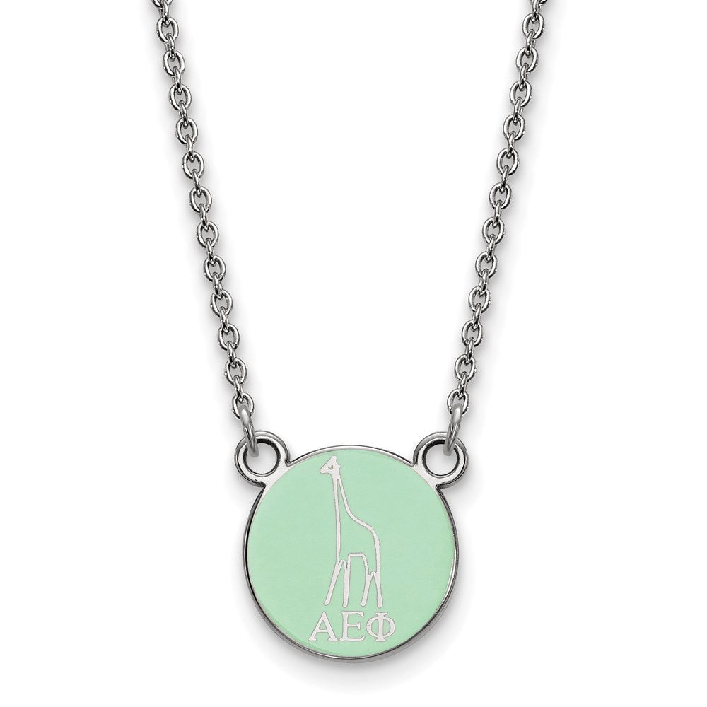 Sterling Silver Rhodium-plated LogoArt Alpha Epsilon Phi Extra Sorority Symbol Small Color Enamel Pendant 18 inch Necklace