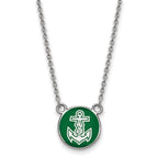 Sterling Silver Rhodium-plated LogoArt Alpha Sigma Tau Sorority Symbol Small Color Enamel Pendant 18 inch Necklace