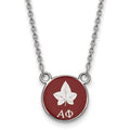 Sterling Silver Rhodium-plated LogoArt Alpha Phi Sorority Symbol Small Color Enamel Pendant 18 inch Necklace