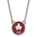 Sterling Silver Rhodium-plated LogoArt Alpha Phi Sorority Symbol Small Color Enamel Pendant 18 inch Necklace