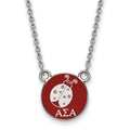 Sterling Silver Rhodium-plated LogoArt Alpha Sigma Alpha Sorority Symbol Small Color Enamel Pendant 18 inch Necklace