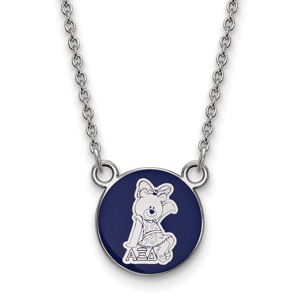 Sterling Silver Rhodium-plated LogoArt Alpha Xi Delta Sorority Symbol Small Color Enamel Pendant 18 inch Necklace