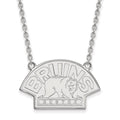 14k White Gold NHL LogoArt Boston Bruins Large Pendant 18 inch Necklace