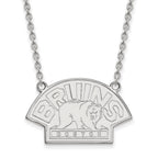 14k White Gold NHL LogoArt Boston Bruins Large Pendant 18 inch Necklace