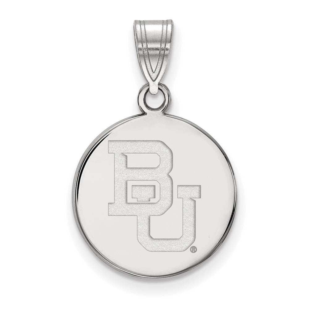 Sterling Silver Rhodium-plated LogoArt Baylor University Bears Medium Disc Pendant