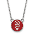 Sterling Silver Rhodium-plated LogoArt Chi Omega Sorority Symbol Small Color Enamel Pendant 18 inch Necklace