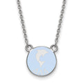 Sterling Silver Rhodium-plated LogoArt Delta Delta Delta Sorority Symbol Small Color Enamel Pendant 18 inch Necklace
