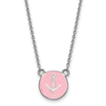 Sterling Silver Rhodium-plated LogoArt Delta Gamma Sorority Symbol Small Color Enamel Pendant 18 inch Necklace
