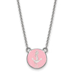 Sterling Silver Rhodium-plated LogoArt Delta Gamma Sorority Symbol Small Color Enamel Pendant 18 inch Necklace