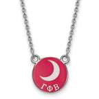 Sterling Silver Rhodium-plated LogoArt Gamma Phi Beta Sorority Symbol Small Color Enamel Pendant 18 inch Necklace